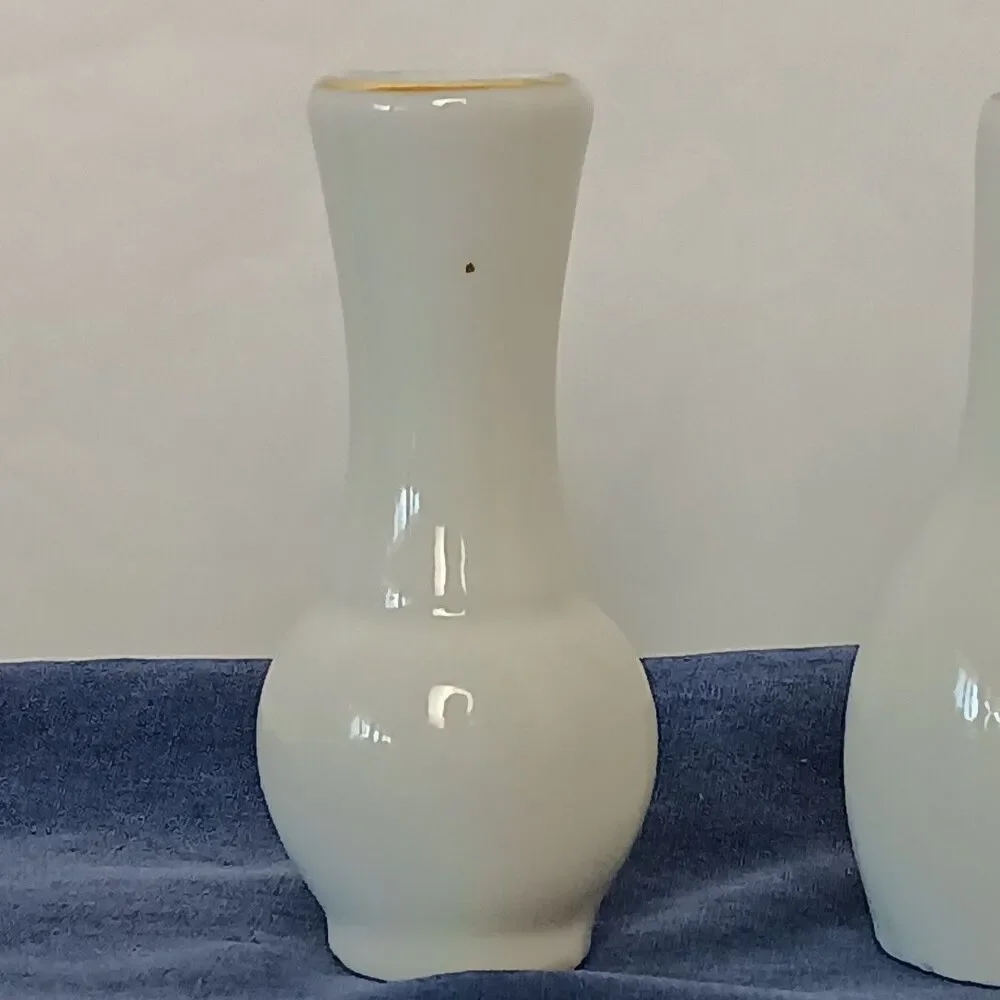 Miniature Vase 2 1/2” Tall Porcelain  Yellow and Pink Flowers Gold Rim